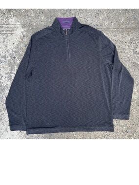 Johnston & Murphy Quarter Zip Modal Sweater Charcoal Purple XL NWT